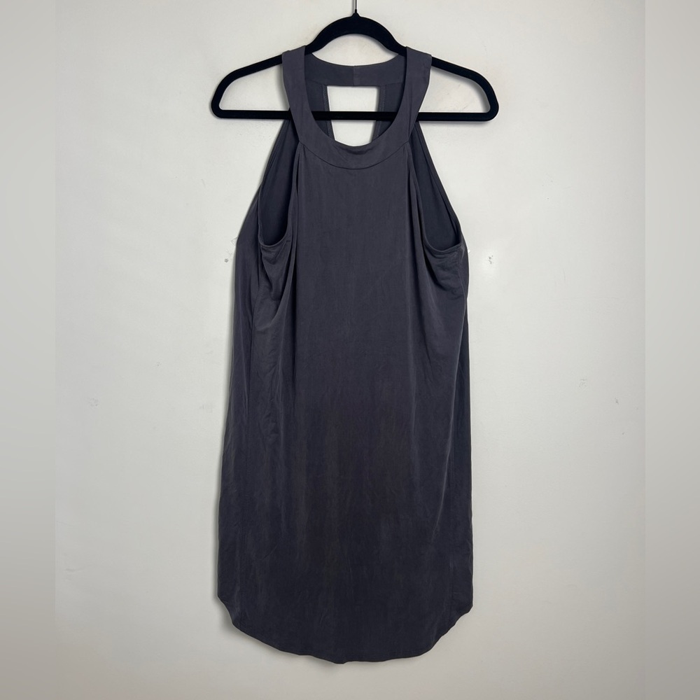 NEW Laju Los Angeles 100% Cupro Slate‎ Gray Sleeveless Minimalist Dress Silky S